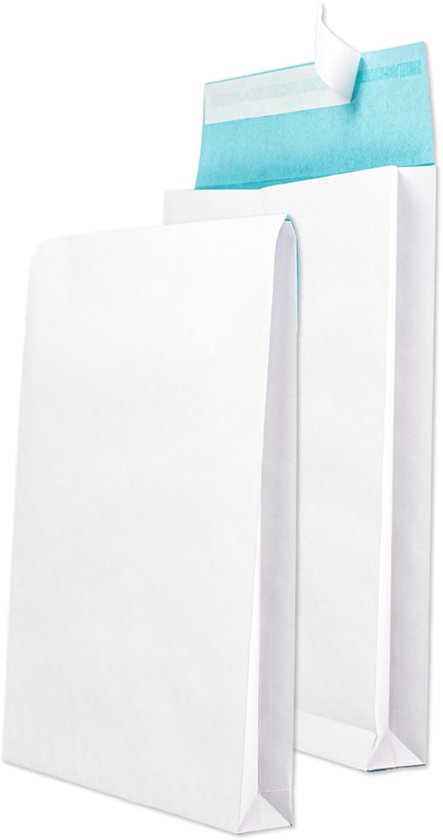 100 Verzendzakken Babyblauw maat S - 250x350 mm 40mm Lip