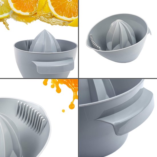 KADAX Handmatige citruspers van kunststof, fruitpers, robuuste sinaasappelsappers, ovale pers voor fruit, universele handpers, fruitpers (lichtgrijs) van kadax — afbeelding 2