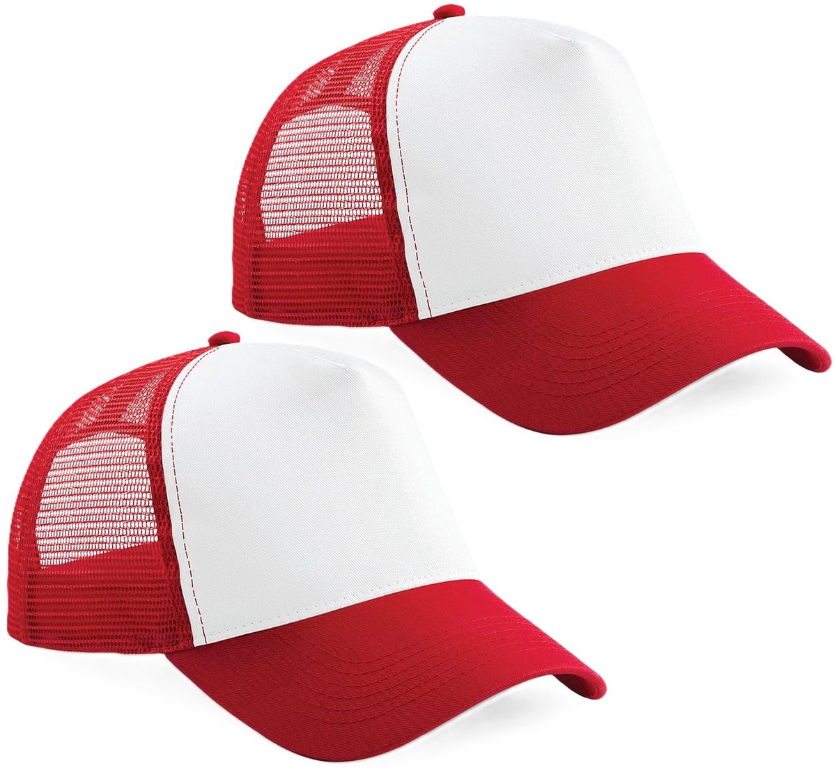 5x Snapback truckerpetten rood/wit -