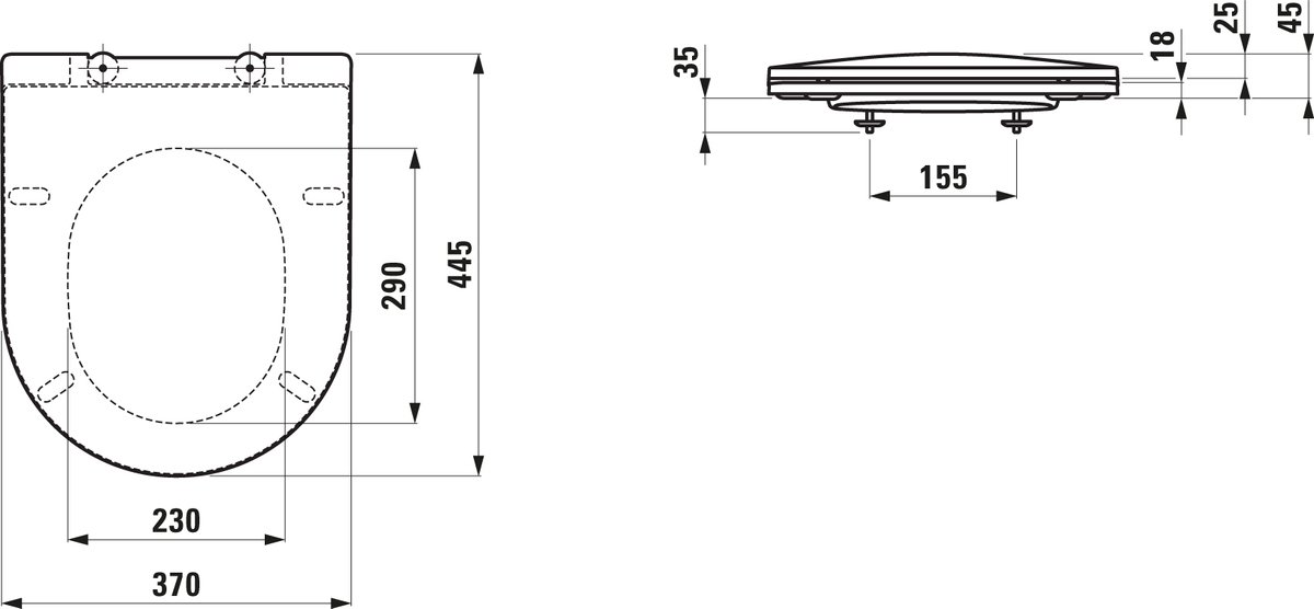 LAUFEN PRO closetzitting, met deksel, slank, 485x390mm, met zacht sluitmechanisme, H8989667160001