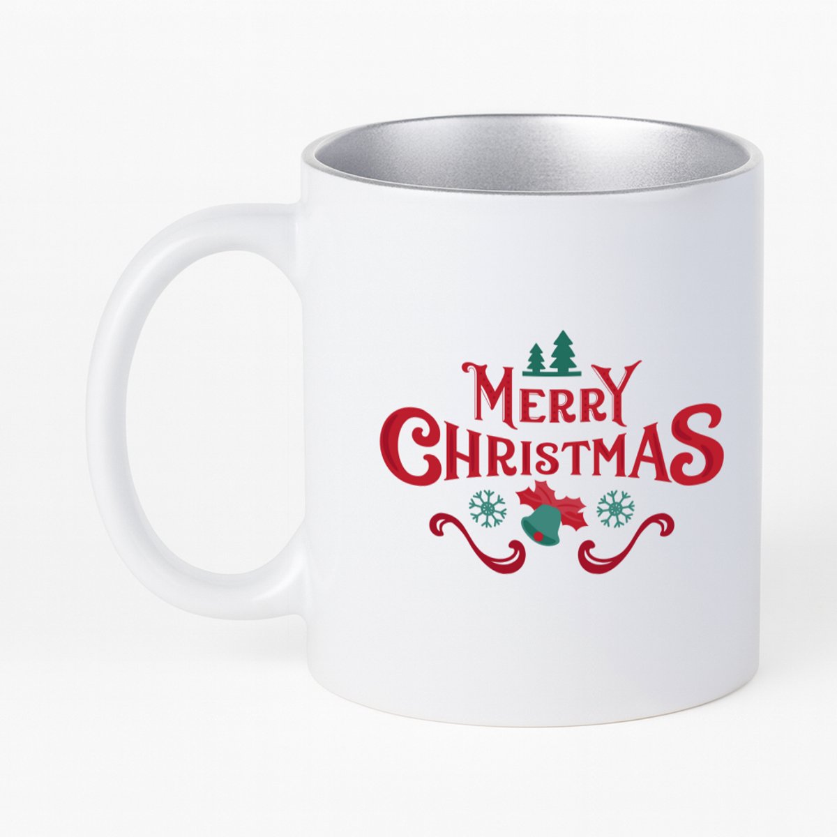 Hacebo® - Kerst merry christmas koffiebeker met zilver kleurige binnenkant - Kerstmis - Kerst beker - thee mok - koffie beker - winter - kerst - christmas - kerst cadeau - koffiemok - 330 ML