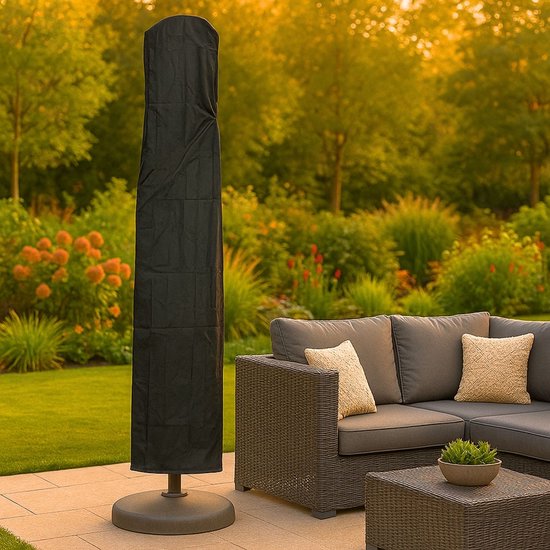 Maxxcovers Parasolhoes voor Zweerparasol 250x55 cm - Met Rits en Stok - Beschermhoes voor Parasol - Hoes van Waterdicht Polyester - Inclusief Opbergtas