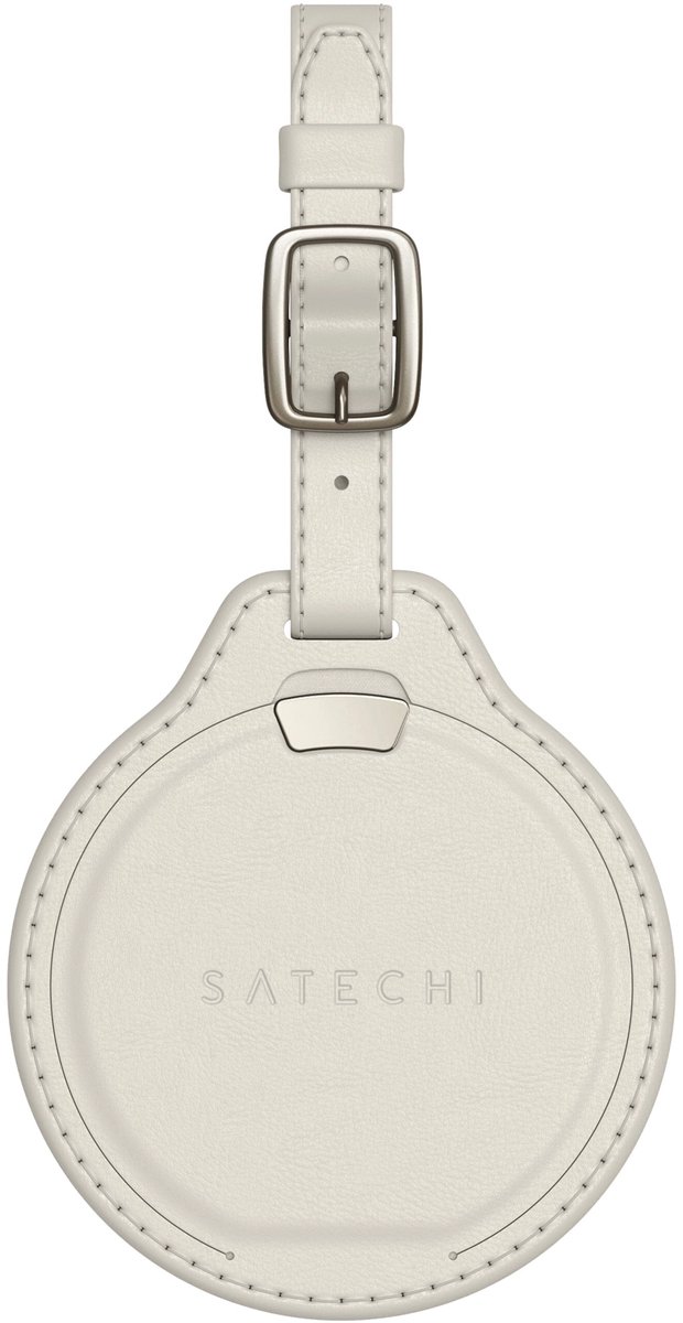 Satechi FindAll Vegan-lederen Baggage Tag met FindMy – Geïntegreerde Apple Find My Technologie – Ontvang Meldingen bij Achterlaten Bezittingen – Draadloos Opladen voor Langdurige Prestaties - Beige