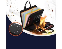 Documentenmappen - Brandwerende opvouwbare documentenorganizer - Mappen met handgrepen - 13 vakken - Transparante uitvouwbare mappen - Ritssluiting en tabbladen - Papieren mappen met meerdere vakken - Voor A4-documenten