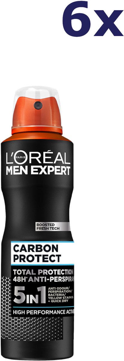 6x L'Oréal Men Expert deodorant 150ml Carbon Protect