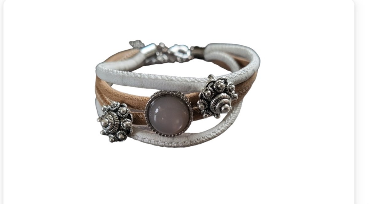Zeeuwse knop armband wit/beige