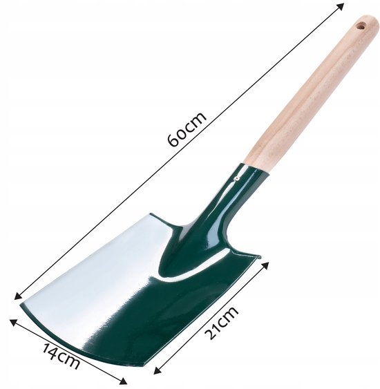 KADAX Spaden, tuinspade van metaal, grafschep met steel van hout, om te graven, gereedschap voor tuin, reizen, robuuste grafspatten, plantenspatten, tuingereedschap (groen) van Merkloos	 — afbeelding 5