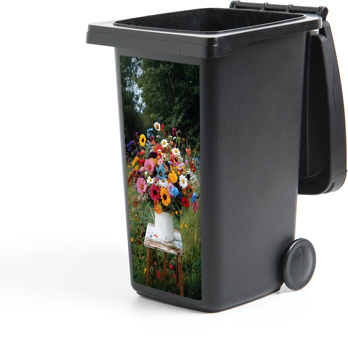 Container sticker Bloemen - Krukje - Gieter - Veld - 44x98 cm - Kliko sticker