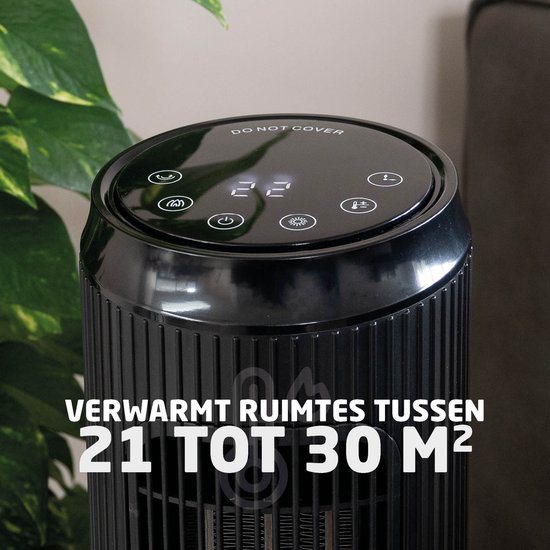 BREND BR-2222 Tour de Chauffage Électrique avec Flammes - Cheminée Décorative Autoportante - Fonction Ventilateur, Oscillation et Thermostat 18 à 45 °C - Zwart