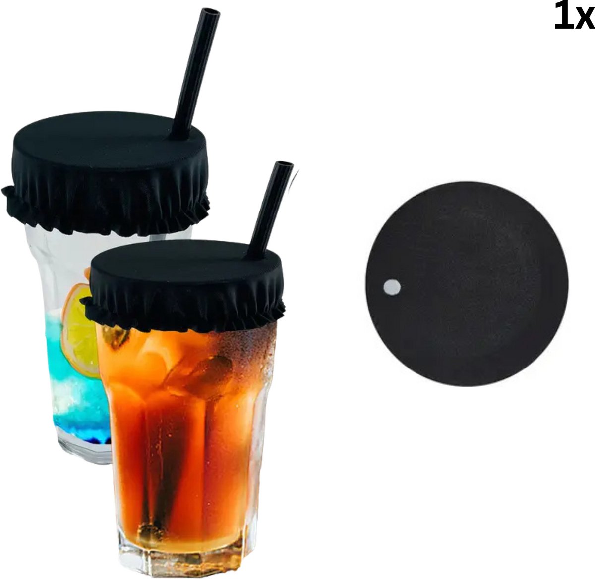 FA-VE Drinkcover - 1 stuk - Drinkbeschermer - Drinkbeker Deksel - Herbruikbare bekerbeschermer - Zelfverdediging - Zwart