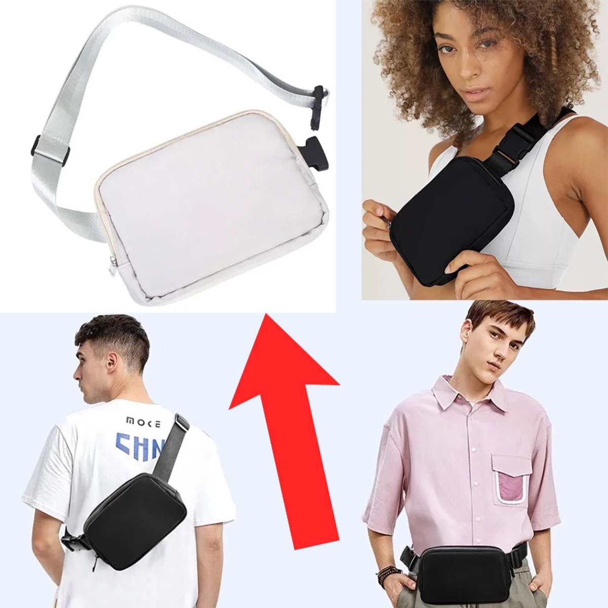 Actie4you® - Heuptas - Fanny Pack – Unisex - Buideltas - Schoudertas - Heuptasje Dames en Heren - Voor Al Uw Stijlvolle Outfits - Wit