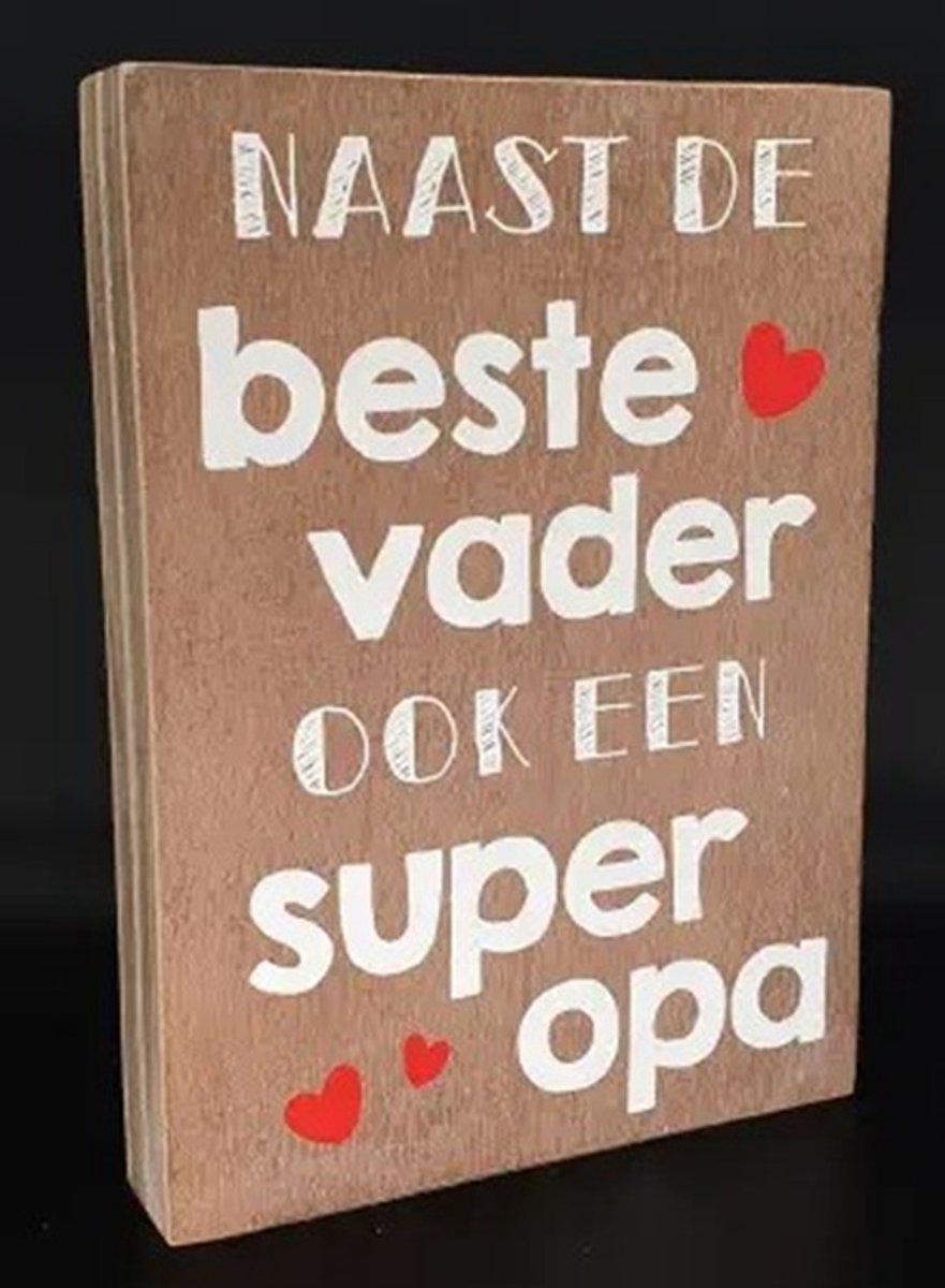 Tekstblok 25x18cm Super Opa natural (wit - rood)