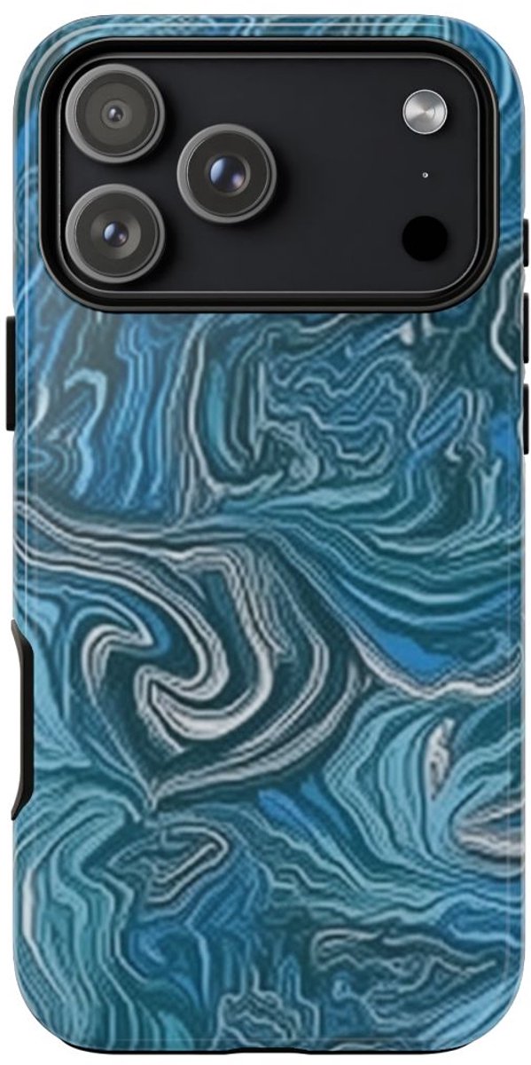 Blauw Suminagashi Marmerpatroon – Telefoonhoesje Geschikt voor iPhone 17 Pro Max