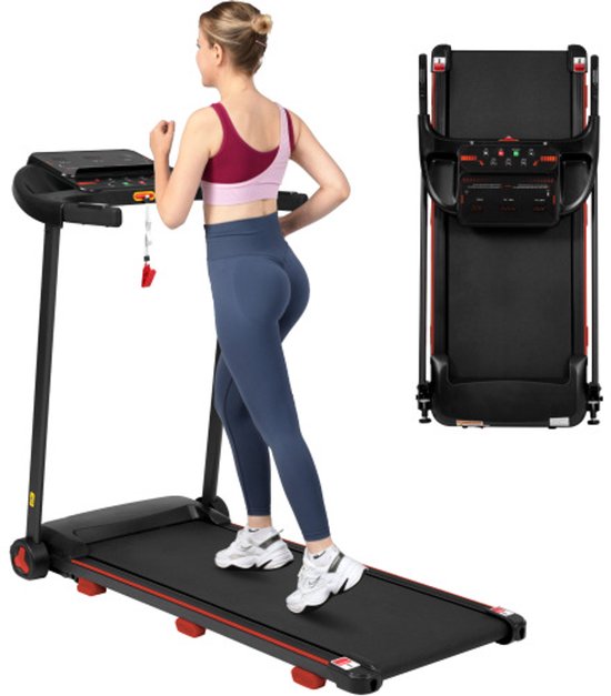 Loopband Inklapbaar 14 km/u Zwart met Helling - Loopband - €235,59