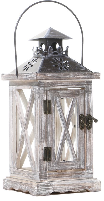 Houten hangende kaarslantaarn winddicht