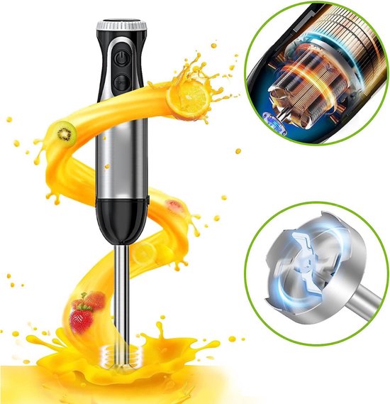 Staafmixer Set - Hakmolen - Groentesnijder - Soepmaker - Zwart en zilver van Emerio — afbeelding 2
