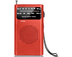 Premes - Draagbare Noodradio - Rood - AM/FM - Op Batterijen - Koptelefoonaansluiting - Draagbare Radio - Wereldradio - Noodpakket Must Have - Zakradio - Voor Rampen - Kleine - Transistor Radio - Telescopische Antenne - Transister Radio