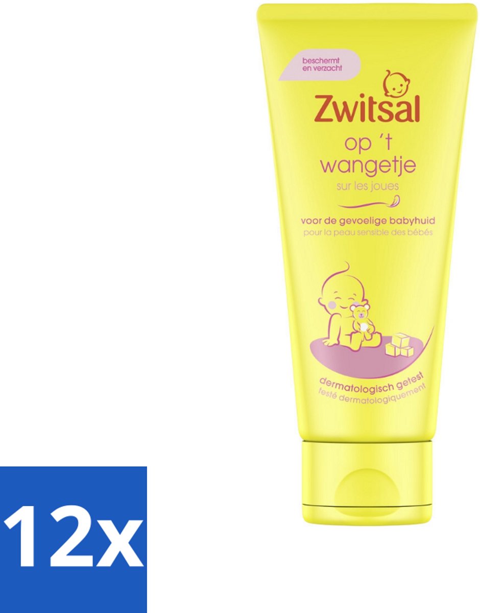 Image of 12 x Zwitsal - Op 't Wangetje - Gezichtscrème voor Baby’s - Gevoelige Babyhuid - 100 ml - Babyhuid - Gezichtscrème - Babyverzorging - Gevoelige Huid - Bescherming