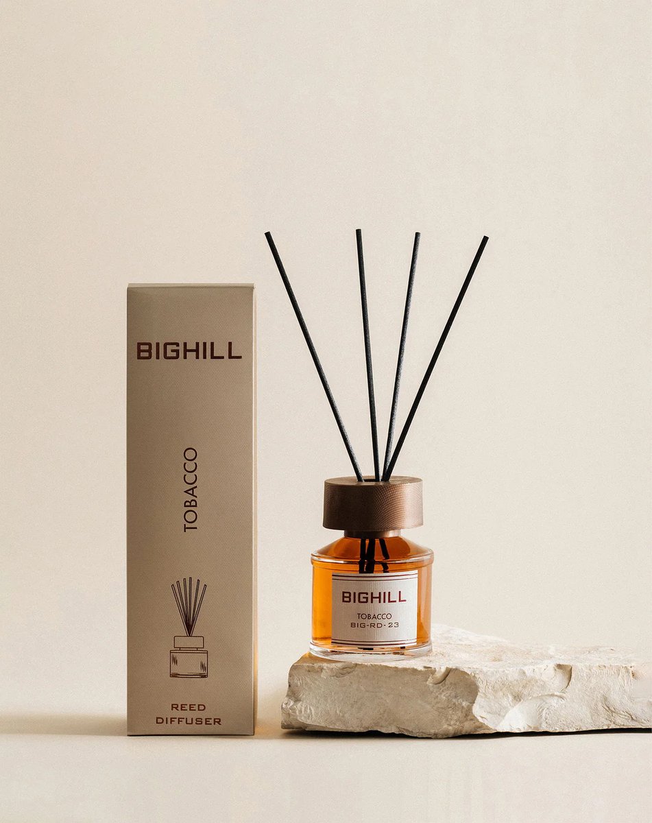 BIGHILL - REED DIFUSSER - LUXE GEURSTOKJES - HUISPARFUM - TOBACCO - 120 ML