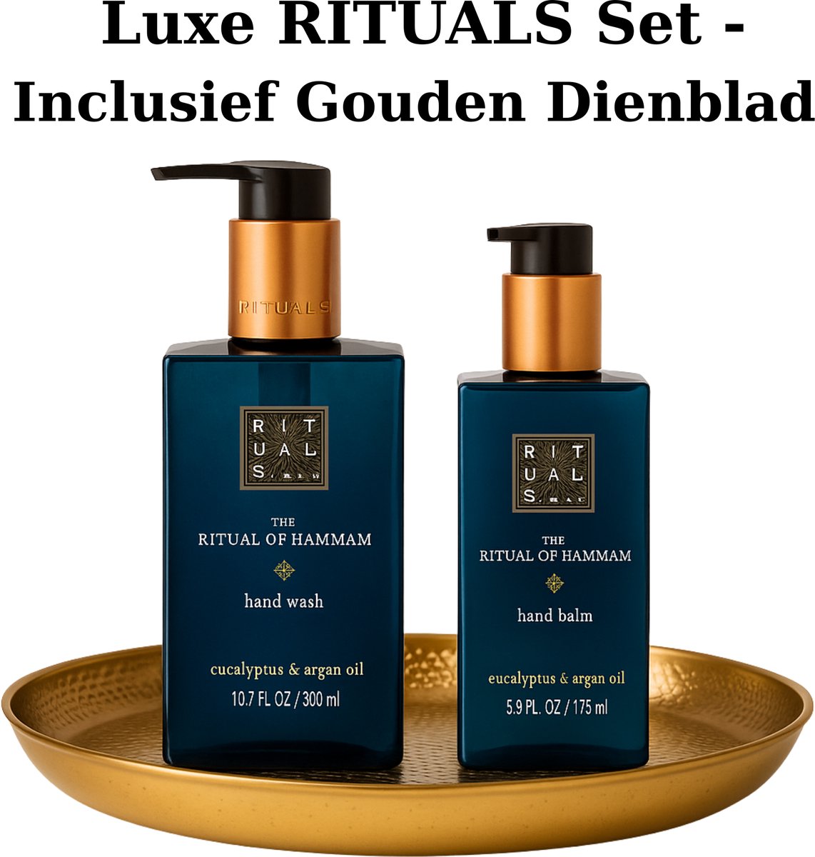 Rituals - Geschenkset - Hammam - Hand Wash 300 ml + Kitchen Hand Balm 175 ml + Gouden Dienblad - Cadeau Set - Rituals Producten