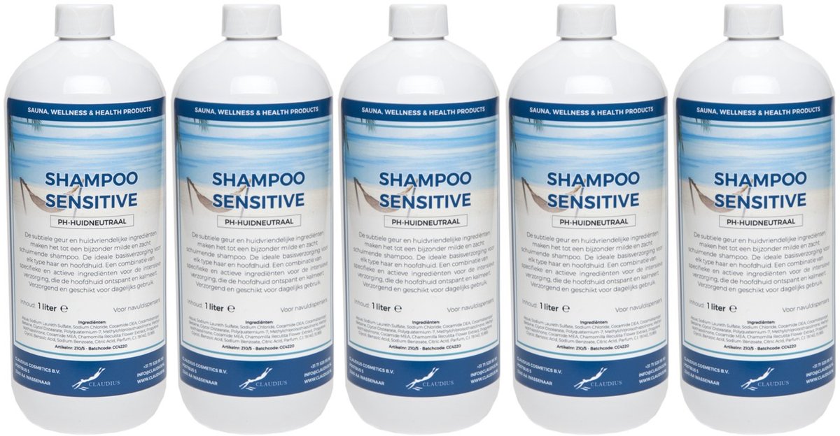 Shampoo Sensitive Care - 1 liter - 5 Stuks - Voordeelverpakking - Haarverzorging