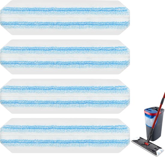 4 pack - Geschikt voor Vileda H2Pro Flatmop Vervanging - Geschikt voor OCedar H2prO vlakmopsy - Voor harde vloeren - dweilkopvervanging - vervangende microvezel dweilkoppen - Machinewasbaar - Herbruikbare padvervanging - voor diepe reiniging