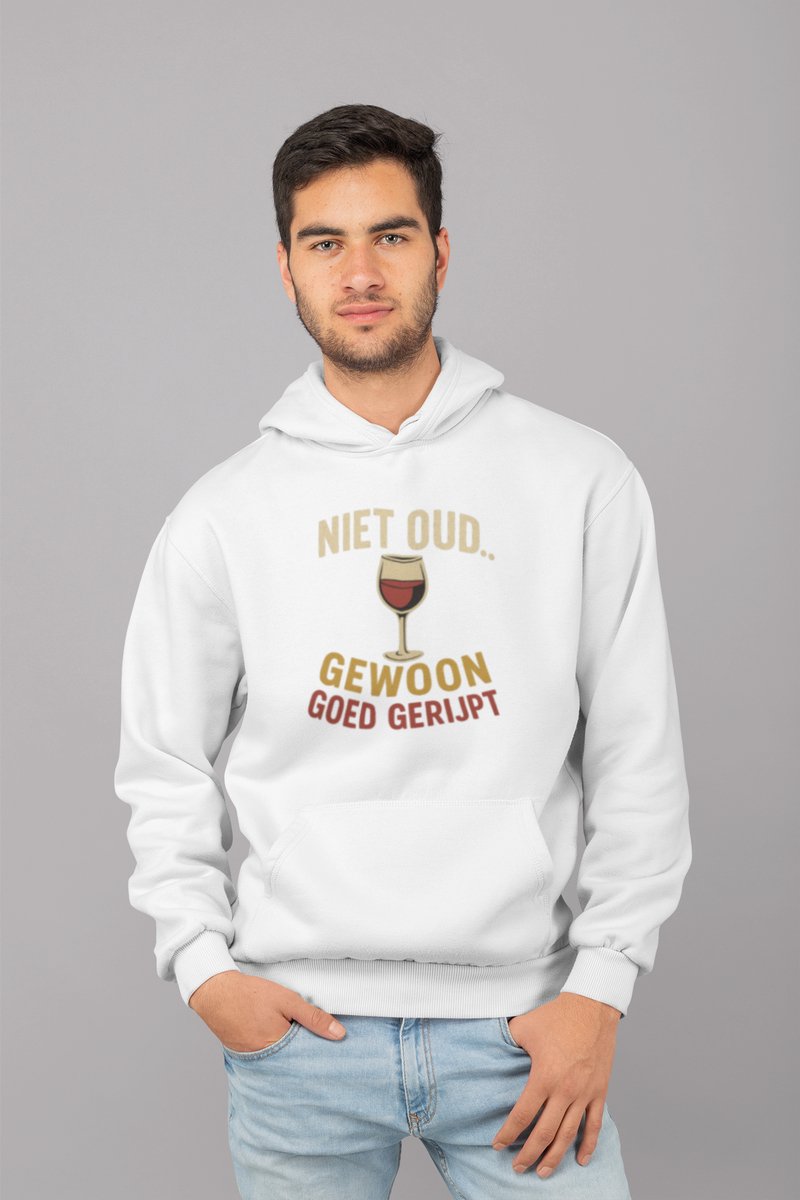 Goed Gerijpt - Verjaardag Hoodie Wit - Grappig Hoodie - Maat L - Verjaardag Cadeau Mannen - Limited Edition