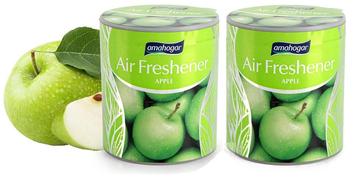 Ama Hogar Geur gel Appel geur - 4x - 95 gram - geur blikje - 6 x 7 cm - auto/interieurparfum/luchtverfrisser