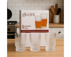 Geribbelde Longdrinkglazen - 330ml - Set van 6 - Cocktailglazen - IJskoffieglazen - Drinkglazen