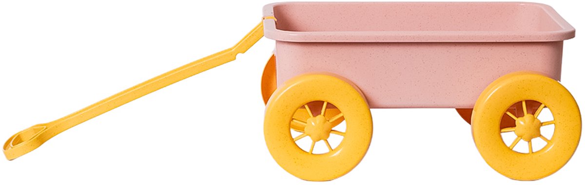 Speelgoedtopdeals - BIOplastic Bolderkarretje met Trekstang Roze- Duurzaam Speelgoed