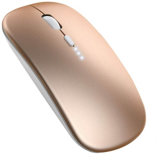 Vitdipy - Muis Draadloos - Draadloze Bluetooth Dual-Mode Muis - Draadloze Muis Laptop - Links en Rechtshandig - Computermuis - Extra Stil - Goud