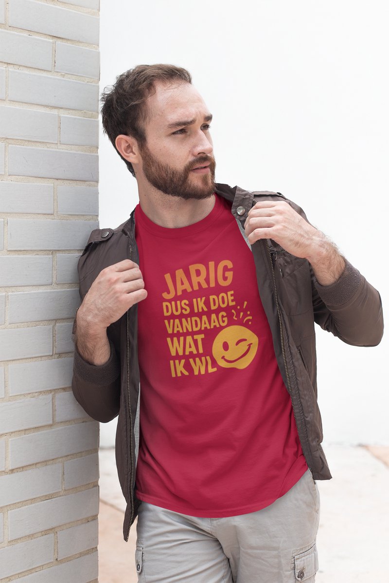 Doe Wat Ik Wil - Verjaardag T-shirt Rood - Grappig T-shirt - Maat S - Verjaardag Cadeau Mannen - Limited Edition