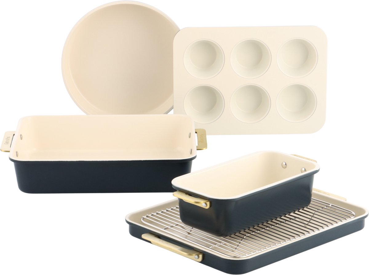 Greenpan Padova Reserve Bakeware Bakset - 6-delig - Keramisch - Donkerblauw - PFAS-vrij