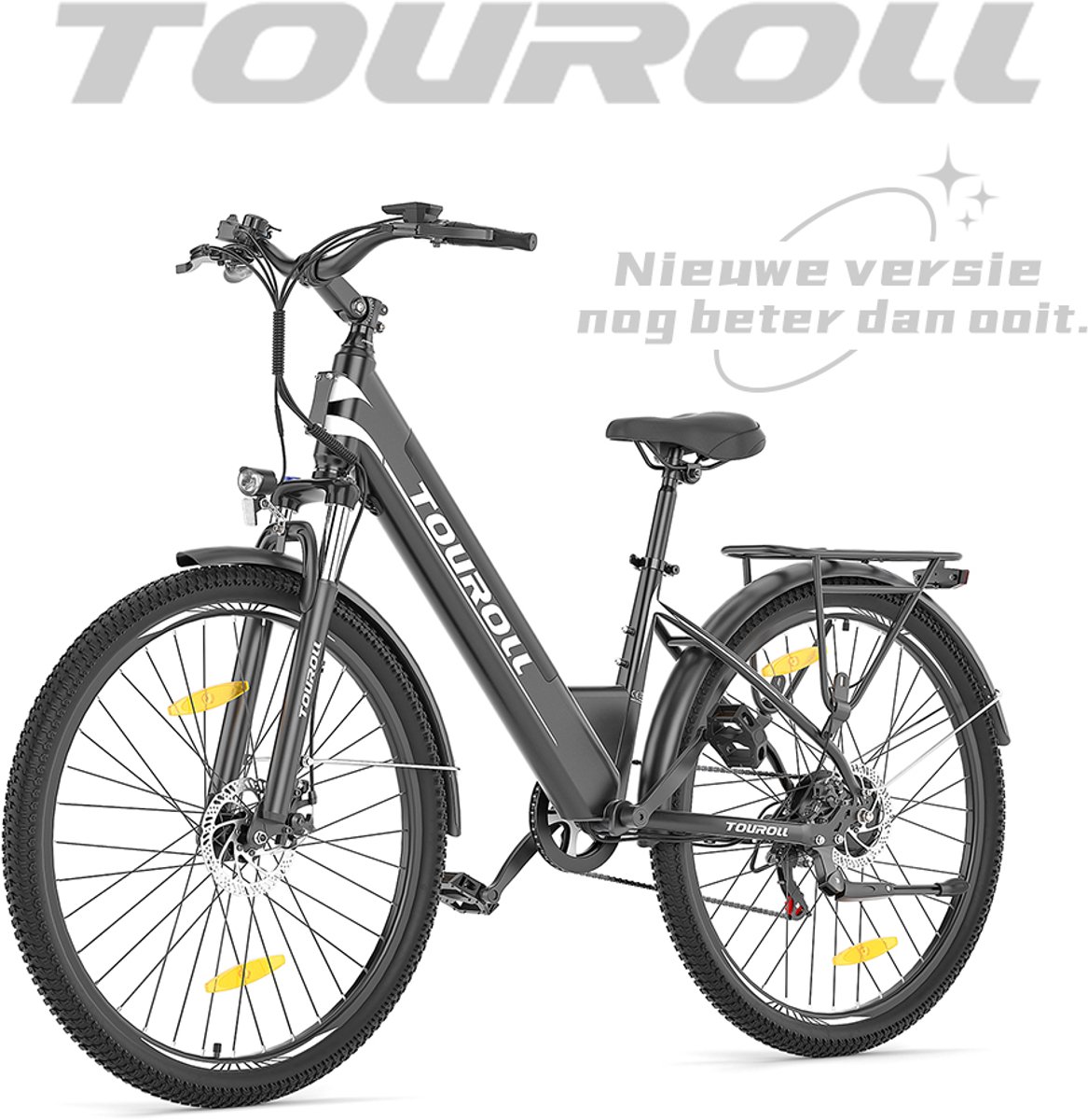 Touroll J1 ST 275 inch Trekking Bike met 250W Motor 36V 15.6Ah Batterij Max 100km Bereik 1.8" LCD Display Shimano 7-Speed Schijfrem - Zwart