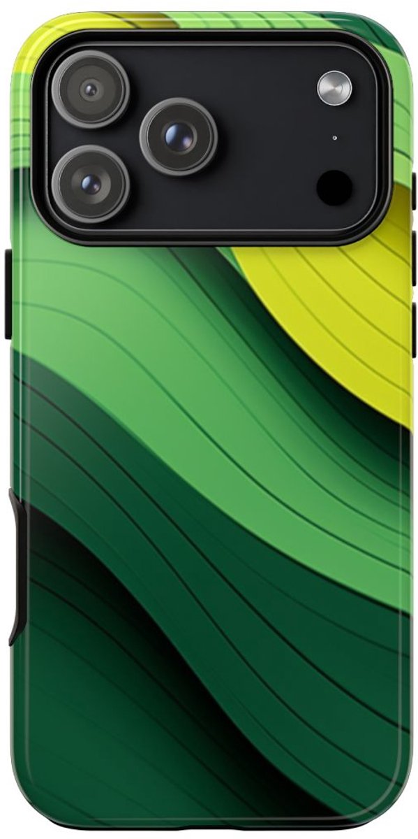 Groen-Geel Golvenpatroon – Telefoonhoesje Geschikt voor iPhone 17 Pro Max