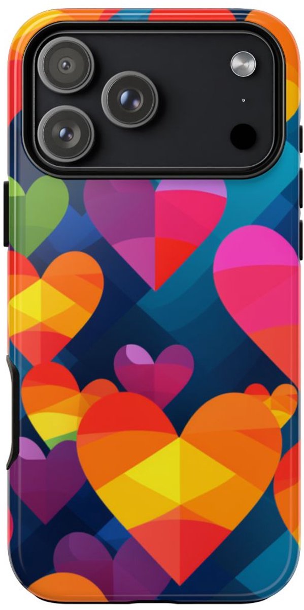 Kleurrijk Geometrisch Hartenpatroon – Telefoonhoesje Geschikt voor iPhone 17 Pro Max