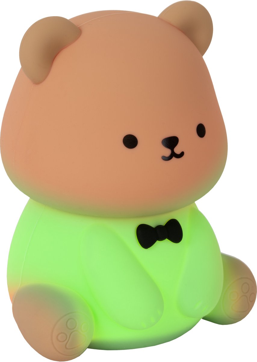 Lucide PINCHA BEAR - Oplaadbare Nachtlamp Kinderkamer - Accu/Batterij - LED 3 StepDim - 1x0,5W 2100K - RGB - Bruin | Essential