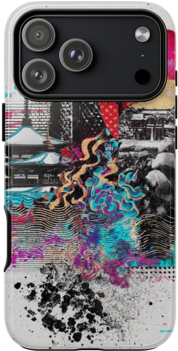 Abstracte Japanse Zen Tuin Collage – Telefoonhoesje Geschikt voor iPhone 17 Pro Max