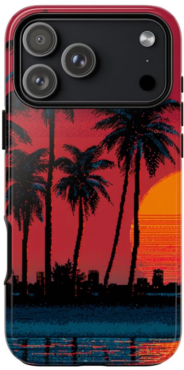 Zonsondergang met Palmbomen Silhouet – Telefoonhoesje Geschikt voor iPhone 17 Pro Max