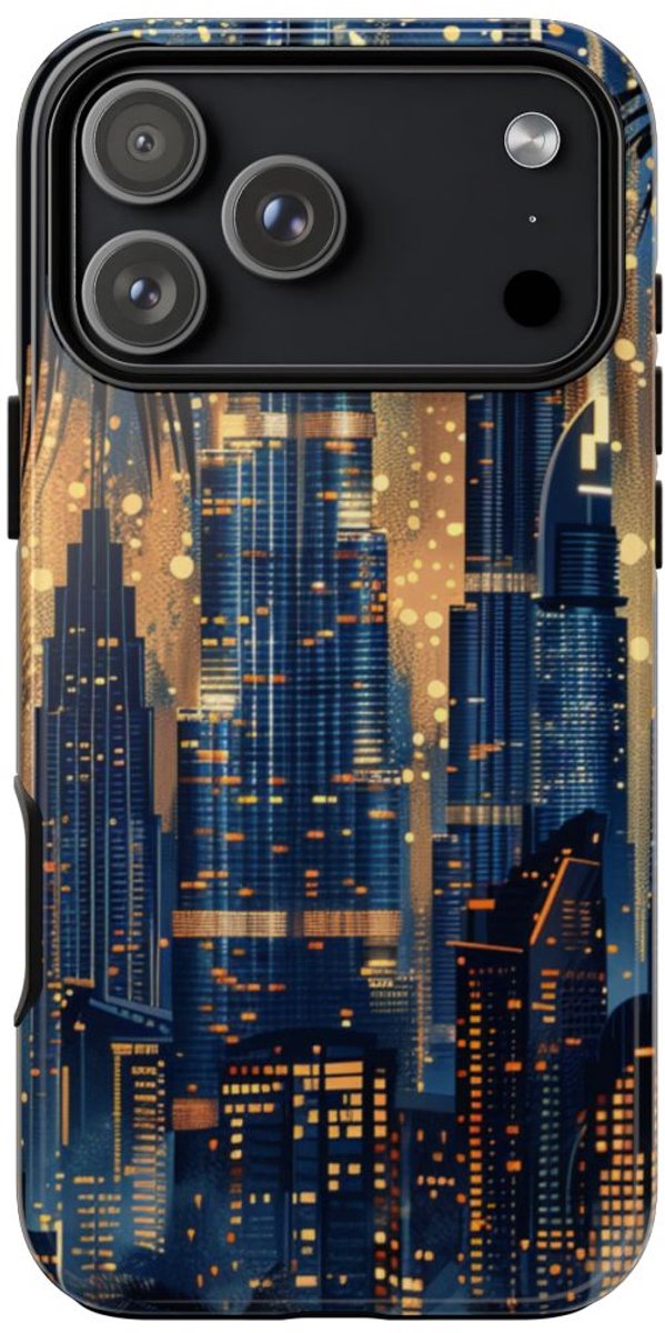 Stadssilhouet bij Nacht met Palmen – Telefoonhoesje Geschikt voor iPhone 17 Pro Max