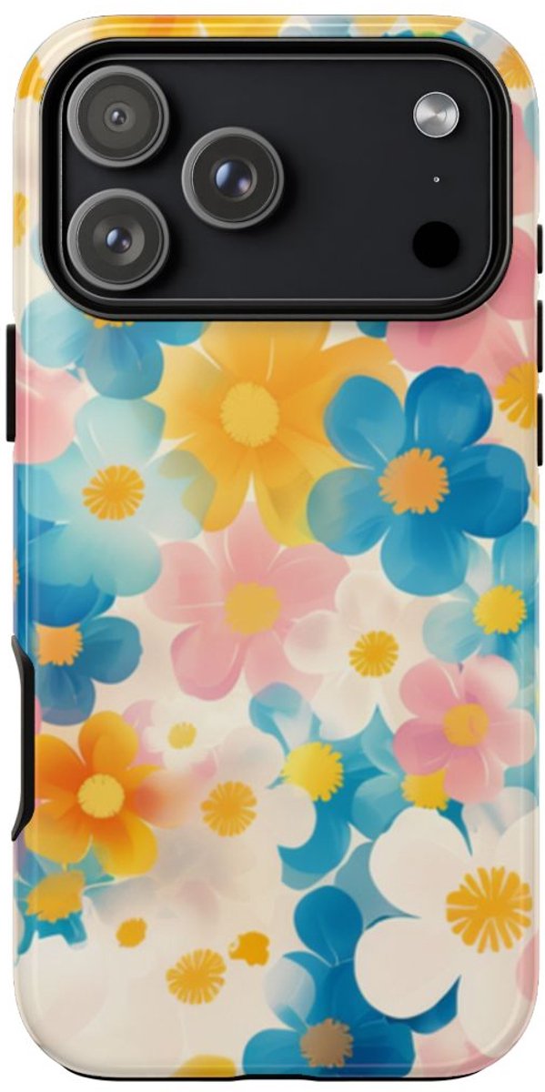Vrolijk Pastel Bloemenpatroon – Telefoonhoesje Geschikt voor iPhone 17 Pro Max