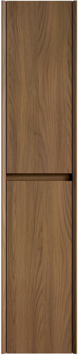 Merax Badkamerkast 140 cm – Hoge Smalle Wandkast met 2 Deuren en Binnenplanken – Hangende Opbergkast voor Kleine Ruimtes – Espresso Houtkleur