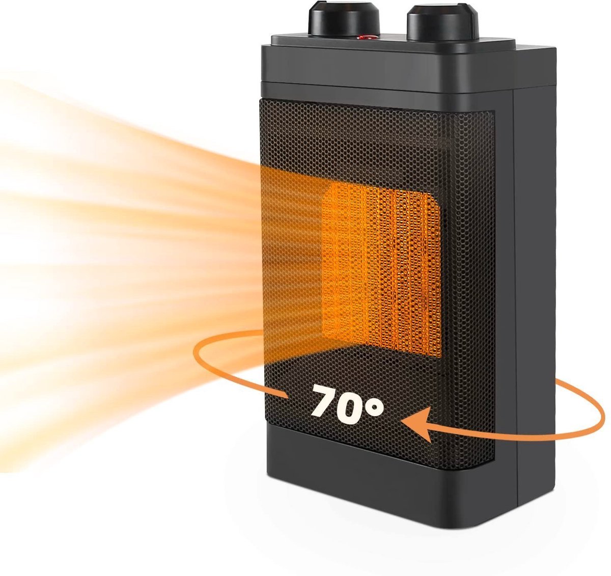 NETTLIFE Elektrische Kachel - Keramische Ventilatorkachel - 1500W - Keramische Kachel - Heater - 70° Draaifunctie - Elektrische Verwarming - 3 Standen - Zwart