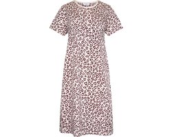 Gaubert Essential Dames Nachthemd Korte Mouw - Premium Gekamd Katoen - Panterprint - Roze - Maat XL - GB-6810