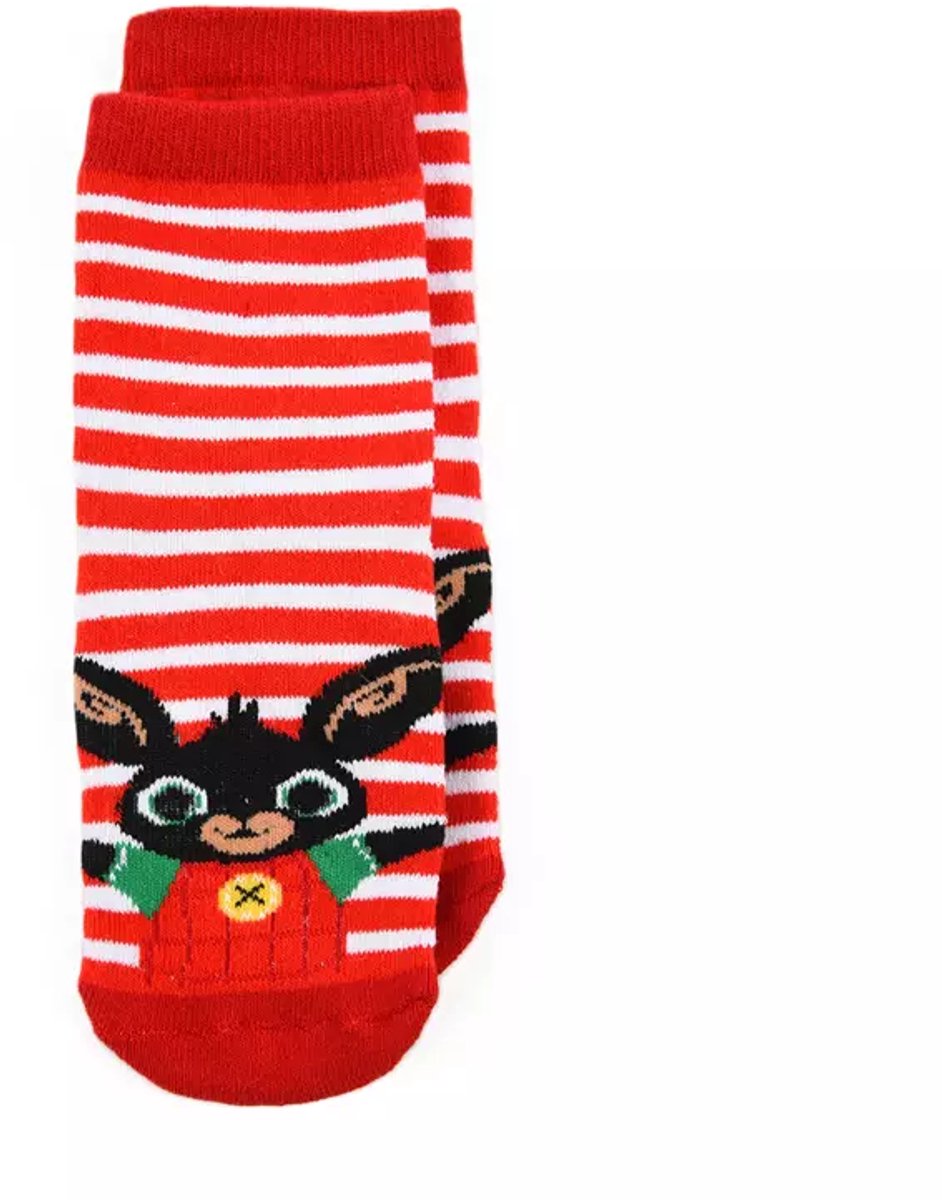 Bing Bunny Antislip Sokken – Rood/Wit Gestreept – Maat 23/26
