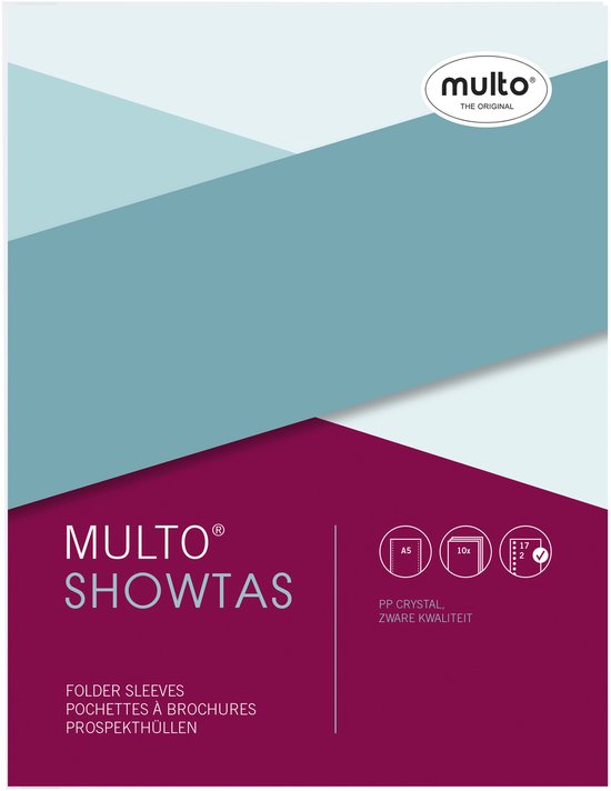 Multo Showtas verpakking, met geometrisch design in blauw en paars, A5, 10 stuks.