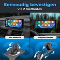 Eenvoudig bevestigen: navigatiescherm met plakstrip en zuignaphouder, beide 360° draaibaar.