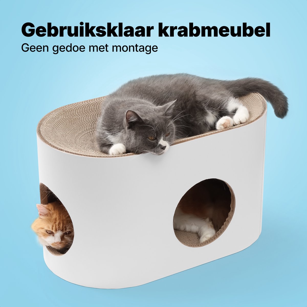Jake and Jacky Krabkarton voor Katten - Kattenhuis Karton - Krabpaal Karton - Krabmand - Krabplank - Krabmeubel - Kartonnen Krabmat - Kattenmand - Kattenbed - 60x34x34cm – foto 3