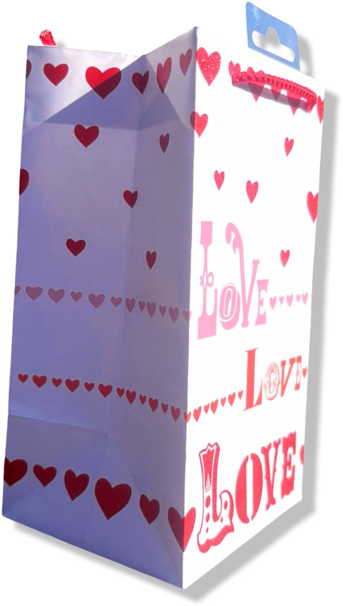 4 Luxe Mini Love / Valentijn Cadeautasjes 19x10,5x9cm - Papieren cadeautasjes met Full-color bedrukking
