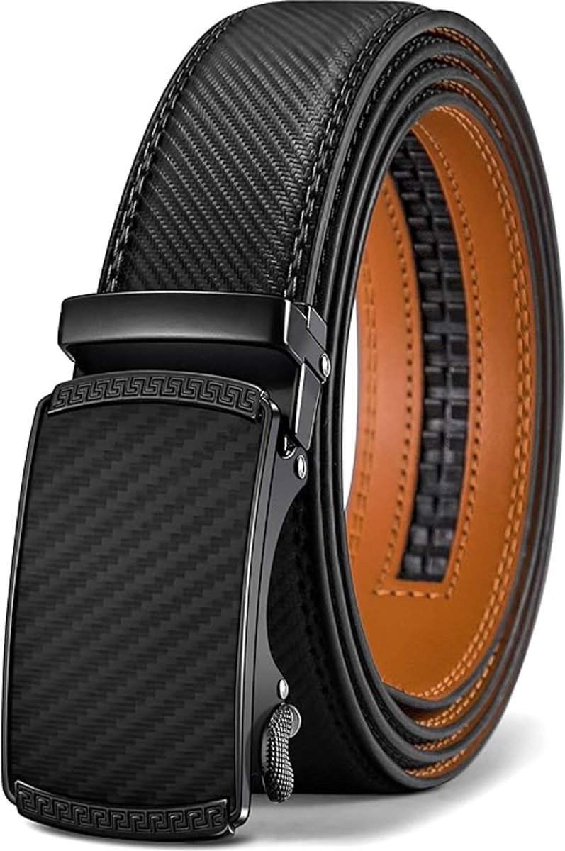 Herenriem - Leren riem - Herenriem van echt leer - Veelzijdige automatische gesp - Hoogwaardige eenvoudige riem - Cadeau - 120 cm